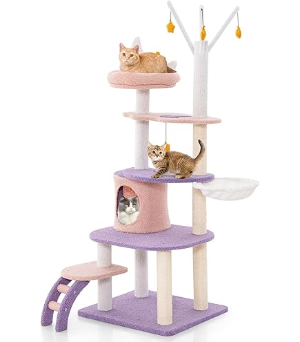 COSTWAY Krabpaal monsterthema, 111 cm, kattenhuis paars