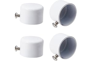 GORGECRAFT 4Stk Vorhang-Endstücke Endkappen Weiße Metall-Gardinenstangenabdeckungen Enden Mit Schraube 28mm Zylindrische Gardinenstangen-Endstücke Köpfe Für Vorhang Römische Stangen (32.5x22.5mm)
