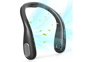 FOTFLACE Nackenventilator, Tragbarer Halsventilator 5000mAh USB Wiederaufladbarer Ventilator, Persönliche Halsventilatoren, 3 Geschwindigkeiten-Schwarz