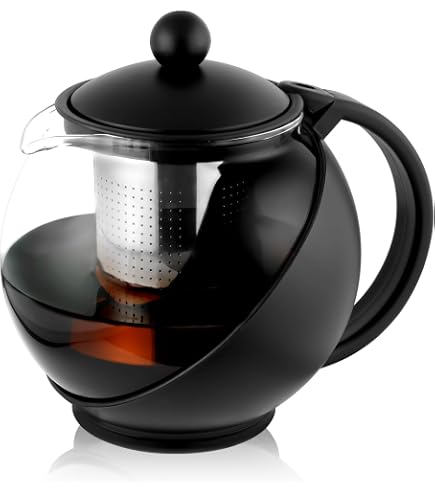 Café Olé - Théière 1,2 L Avec Infuseur à Feuilles, Soupape De Fermeture, Corps Verre Et Poignée Sans BPA, Couleur Rouge