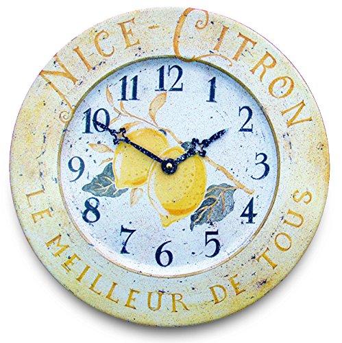 Roger Lascelles Reloj de Pared, hojalata, Amarillo, 36 x 5 x 36 cm