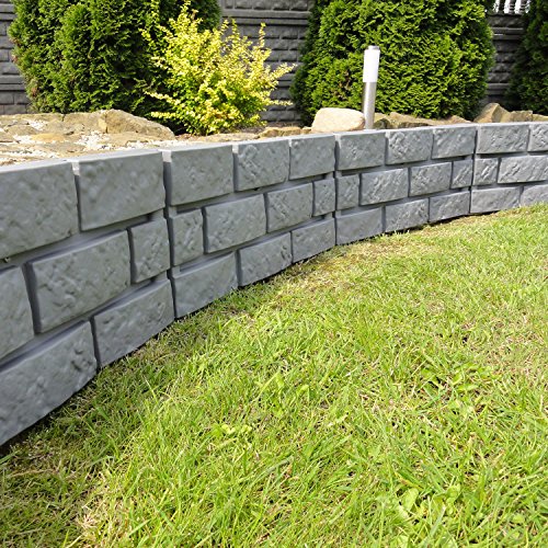 2,2 m Gartenmauer Gartenpalisade Gartenwand Sichtwand Rasenabschluß grau - 6