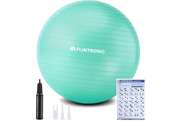 Flintronic Träningsboll med Uppblåsbar Fotpump Anti-Burst Extra Tjock Yoga Födelse Graviditet Pilates Core Stärk Träningsboll