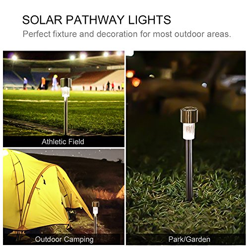 12 Stück LED Solarleuchte Gartenleuchte, OakLeaf Energie sparende Wegeleuchten mit Erdspieß Wasserdichte Gartenleuchte aus Edelstahl für Garten, Landscape, Outdoor - 3