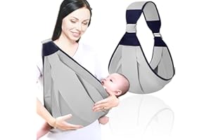 TOPJOWGA Porte-Bébé Respirant, Porte-Bébé, Écharpe Porte-Bébé Réglable, Porte Bébé Multifonction, Écharpe de Portage Respirante, Écharpe Nouveau-né, Jusqu'à 15kg