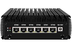 HUNSN Micro Firewall Appliance, Mini PC, pFsense Plus, Mikrotik, OPNsense, VPN, Router PC, Intel J6412, RJ09, AES-NI, 6 x Intel 2.5GbE I226-V LAN, Console, HDMI, GPIO, SIM Slot, 8G RAM, 64G SSD