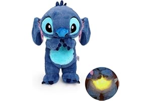TLARSUN Stitch Soothing Plush Toy Stitch Anxiety Relief Plush Toys Cute Cartoon Calming Relief Animal Toy Blue Alien Breathing Doll with Music Lights & Rhythmic Breathing Motion for Kids Adults Sleeping