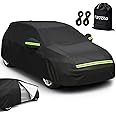 Favoto Hatchback Car Cover Waterproof - Custom Fit for Toyota Yaris (2018-2024) All Weather for Automobiles Outdoor with Reflective Stripe Snow Sun Dust UV Protection Full Exterior Cover