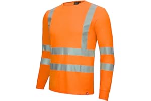 Nitras Motion Tex Viz Warnschutz-Shirt - langärmliges T-Shirt in Warnfarbe - mit Reflex-Streifen
