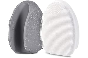 HieerBus Spazzola Pulizia Viso in Silicone Massaggiatore Esfoliante,Rimozione dei punti neri, pulizia dei pori, Ideale per le donne Uomini tutti i tipi di pelle (‎Grigio+bianco)