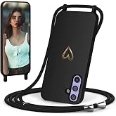 CaseLover Case with Cord for Samsung Galaxy A56 5G/A36 5G Case, Black | Soft Silicone Case, Case with Adjustable Collar Strap