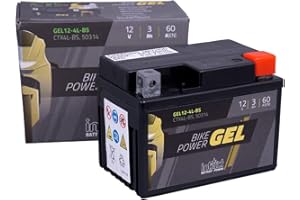‎INTACT intAct - GEL MOTORRADBATTERIE | Batterie mit +30% Startleistung. Für Roller, Motorrad, Quad | Bike-Power GEL12-4L-BS, CTX14-BS, 51214, 12V Batterie, 12 AH (c20), 250 A (EN) | Maße: 150x87x145mm