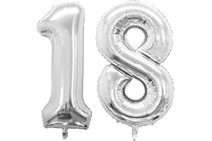 SHIXPIOV Geburtstag zahlen Luftballon 18 jahre-Silber XXL Jumbo Folienballon 40 Zoll – 101 cm Luftballons 18 Geburtstag Junge Mädchen Babyparty Geburtstagsdeko Jubiläumsparty Dekoration
