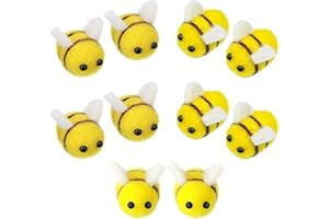 PXRLMYF 10Pcs Wool Felt Bumble Bee,Craft Balls Honey Bee,Mini Felt Bees,Yellow Wool Felt Bee for Nursery Tent DIY Craft Decoration Party
