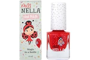 Miss Nella Croco Dazzle Safe Special glittery red Nail Polish for Kids, Non-Toxic & Odour Free Formula for Children and Toddlers, Water Based for Easy Peel Off