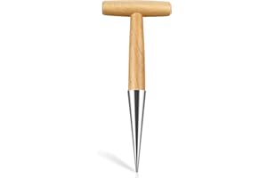 Milifox Plantadora de Bulbos,Herramienta de Trasplante con Mango de Madera Maciza y Punta de Acero Inoxidable,La Herramienta de Jardinería Ideal Para Cultivar Flores, Cebollas