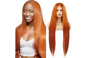 Hxxcoup 4x4 Lace Wig Lace Closure Wig Human Hair Wig Naranja Mujer Pelo Natural Humano #350 Wear and Go Glueless Pelucas Pre Plucked With Baby Hair Orange Wig for Woman 16 Inch