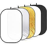 Neewer® Pieghevole ovale 120 x 180 cm 5 in 1 professionale Multi disco di luce riflettore con Permeabile, Argento, Nero, Oro,