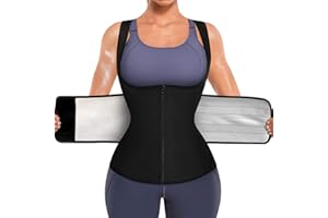KUMAYES Ceinture de Sudation Femme Serre Taille Cincher Corset Abdominale Néoprène Ajustable Corset Gaine Ventre Plat Corset de Sport Noir, (AD6258)