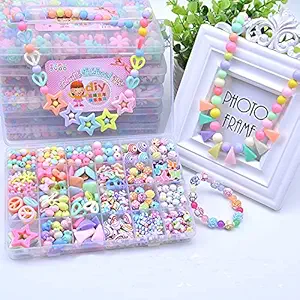 SYGA Beads for Kids Crafts Childrens Jewellery Making Set Kit DIY Bracelets Necklace Hairband and Rings Craft Kits Birthday for 4, 5, 6, 7-Year-Old Little Girls-Multicolor, QL-00020