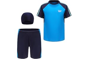 Happy Cherry Boys Swim Set Swimwear for Kids Trunks Shorts Sun Protection Rash Guard Bathing Suit