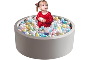 Aunekiv 90x30cm Baby Ball Pit, Round Soft Foam Ball Pit for Toddlers 1-3 Indoor, Small Kids Balls Pool for Children Boys Girls, Balls Not Included, Grey