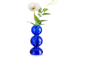 ‎HEWORY Hewory Vasen Deko Glasvase, Vase Blau Vase Glas Blumenvase für Tischdeko, Donut Spiral Runde Vase Aesthetic für Wohnzimmer Deko Modern Schlafzimmer Wohnkultur