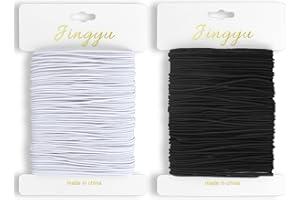 YSWOVUO Fil Elastique pour Bracelet, 2pcs Cordon Elastique 1mm x 20m, Cordon d'Artisanat pour Tisser des Colliers, Fabrication de Bijoux DIY, Collier, Bracelet, Artisanat, Noir et Blanc