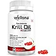 Wellona Pure Antarctic Krill Oil 500 mg | 100% Krill Oil Omega 3 EPA & DHA with Marine Phospholipids & 2% Astaxanthin for Healthy Heart | Brain, Joint, Liver, Eye & Skin Health 30 Softgels