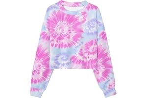 RAISEVERN Girls Tie-Dye Sweatshirt Long Sleeve T-Shirt Casual Pullover Crew Neck Cute Jumper Tee Tops，7-12 Years