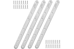 LUMINARYLAIR 4 Piezas Soportes Pletinas Perforadas, 24.5 X 2.5cm Pletina Acero Inoxidable Soportes, Placas para la Unión de Metales Soporte de Reparación, Placa Union Soportes Planos para Usar en Muchos Muebles