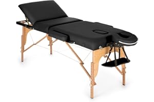 KLAR FIT MT 500 - Table de Massage Pliante Professionnelle, 210cm avec cavité faciale (Rembourrage Mousse, entièrement modulable, Hauteur de Pieds Ajustable, Housse de Transport) - Noir