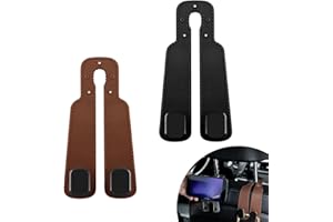 AABDTYYD 2PCS Car Seat Hooks,Leather Car Seat Hooks for Headrest,Car Seat Back Double Hook,Car Seat Organizer Hooks,Seat Hangers Car Inside Accessories for Bags,Purses,Umbrellas (Black,Brown)