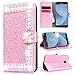 Produktbild SMART LEGEND Lederhülle für Samsung Galaxy J5 2017 J530 Ledertasche Glitzer Hülle Rosa Bling Diamant Schutzhülle mit Kartenfach Handyhülle Premium PU Leder Flip Wallet Case Protective Cover Innere Weiche Silikon Bookcase Handy Tasche Schale mit Kartenfächer Magnetverschluß Standfunktion Etui