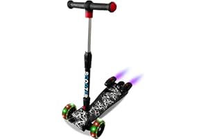 ZWHEEL Triciclo Patinete Infantil con Luces, Música y Efecto de pulverizador - Ruedas Luminosas, Luces Multicolor y Rociadores de Agua para Diversión y Entretenimiento Increíble - Negro