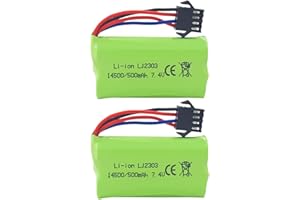 ZYGY 2PCS 7.4V 500mAh SM-4P Plug Lithium Akku für EC16 DE85 RC Boot/Schiffsmodell/Automodell