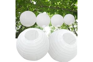 SEAAZQURTLES 2 pantallas de papel chino blanco, linternas chinas, linterna de papel colgante, cubierta de lámpara de techo de papel japonés, lámpara de araña de papel, bola de pantalla para el hogar, fiestas,