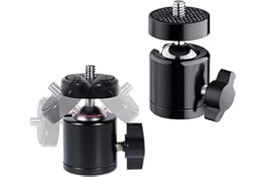 ZATRUIZE Tripod Mini Ball Head Mount with Removable 1/4" Hot Shoe Adapter 360°Swivel Camera Brackets BallHead Stand Support