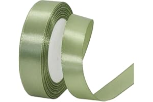 GUIASIPULE 20mm Sage Green Satin Ribbon 22M ，Fabric Hair String Ribbon for Craft, Flower Bouquets, Gift Wrapping, Wedding, Bow Making and Valentines Christmas Decoration