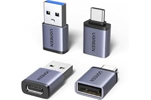 UGREEN Adaptador USB C a USB A OTG 10Gbps 4 Piezas Adaptador Tipo A a Tipo C Carga Rápida Data Sync Compatible con iPhone 17 Pro MAX Air MacBook Air iPad Galaxy S25