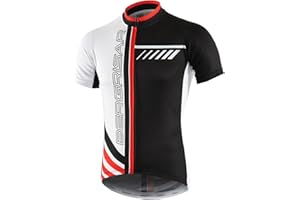 BERGRISAR Camiseta de Ciclismo de Manga Corta para Hombre, 3+1 Bolsillos con Cremallera