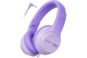 awatrue Auriculares Niños, 74/85/94dB Volumen Seguro, Sonido Estéreo, Plegable, 3,5 mm Jack Over Ear Auriculares Niña para iPad, Tabletas, La Escuela, de Viaje (Morado)