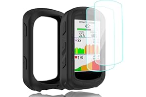 Braleto Cover +2 Vetro Temperato Compatibile con Garmin Edge 540,Protezione Dello Schermo in Vetro di Durezza 9H Accessori per Computer Da Bicicletta GPS (black)