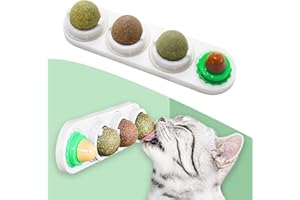 HUTVD Katzenminze Spielzeug, 4 Stück Katzenminze Bälls Spielzeug für Katzen Lecken, Drehbare Katzenminze Wandroller für Zahnreinigung Dental und Darmgesundheit