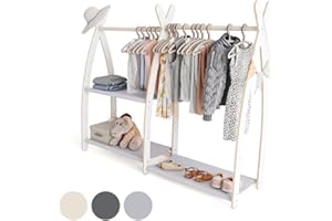 MAMOI® Armadio per Bambini in Legno 95x106x32cm / 53x95x32cm | Appendiabiti bambini da terra | Porta abiti | Guarderoba bambini per la cameretta | Armadio | 100% ECO | Prodotto nell'UE