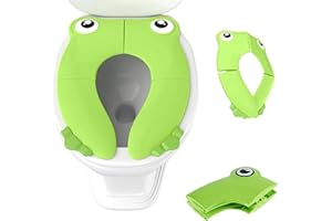 CHANEEHANN WC Riduttore Toilette Sedile, Vasino Portatile da Viaggio, portatile, per bambini, con 6 cuscinetti antiscivolo in silicone e 1 borsa per il trasporto, verde