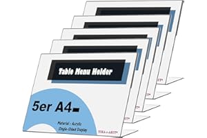 TUKA-I-AKUT TUKA 5X Présentoirs de Table A4 Paysage, Acrylique 2,5mm d'épaisseur, Transparent L-Stand Inclinés Porte-Brochures Porte Menu Support de Présentation pour Bureau Réception Foires, TKD8201-A4-5x