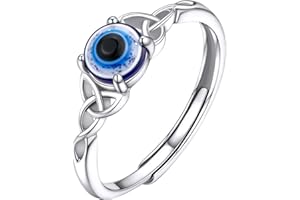 Supcare Anillo Ajustable Plata Mujer Ojo de Turco Anillo Mal de Ojo Plata de Ley 925 Anillo Fino Dedo Joyería Amuleto