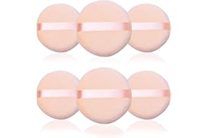 FREEASY 6 Pieces Powder Puffs Cotton Makeup Puffs for Loose Powder Mineral Powder Cosmetic Foundation - 2.36 inch/6 cm Soft Round Powder Puffs Makeup Face Sponges for Face and Body - Nude