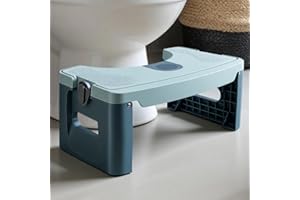 GedFong Folding Toilet Stool 17cm for Adult – Sturdy, Non-Slip & Foldable, Space-Saving Bathroom Footrest with Aroma Slot, Eco-Friendly Material – Algae Green